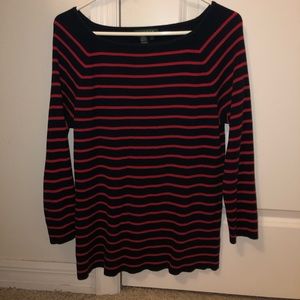 Navy blue and red long sleeved Ralph Lauren shirt